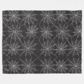 HALLOWEEN ZWART MET WITTE SPINNENWEBBEN FLEECE DEKEN (Voorkant (Horizontaal))