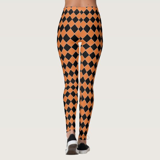 Halloween Zwart & Oranje Geest Pompoen Leggings (Achterkant)