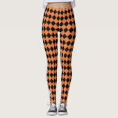 Halloween Zwart & Oranje Geest Pompoen Leggings (Voorkant)