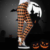 Halloween Zwart & Oranje Geest Pompoen Leggings