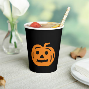 Halloween zwart & oranje jack o lantaarn papieren bekers