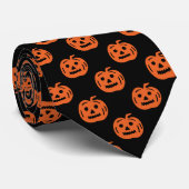 Halloween Zwart Oranje pompoen Patroon Kostuum Stropdas (Opgerold)