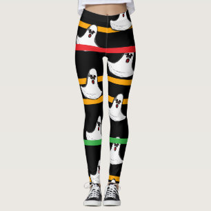 Halloween Zwart Oranje Rood Groen Witte Geesten Leggings