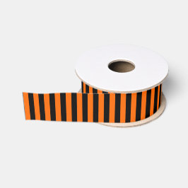 Halloween Zwart/Oranje Streep Grosgrain Lint