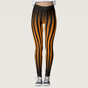 Halloween Zwart oranje verticale strepen ombre Leggings