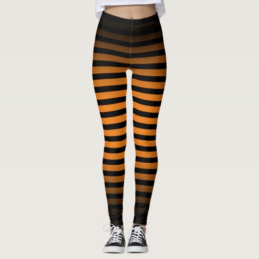 Halloween Zwart oranje verticale strepen ombre Leggings (Voorkant)