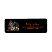 Halloween zwart Paard zwart Kat spooky Etiket (Voorkant)