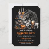Halloween zwart Paard zwart Kat spooky Kaart (Voorkant)