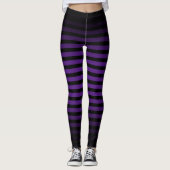 Halloween Zwart paarse verticale strepen ombre Leggings (Voorkant)