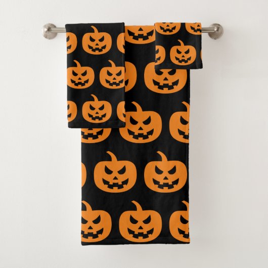 Halloween Zwart Pompoenen Patroon Spooky Scary Bad Handdoek (Insitu)