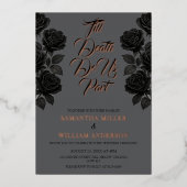 Halloween Zwart Roos Gotische bruiloft Folie Folie Uitnodiging (Voorkant)