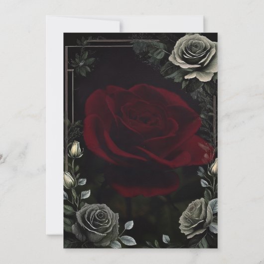 Halloween zwart Roos gotische bruiloft uitnodiging (Achterkant)