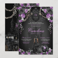 Halloween Zwart Roos Paarse Prinses Quinceanera
