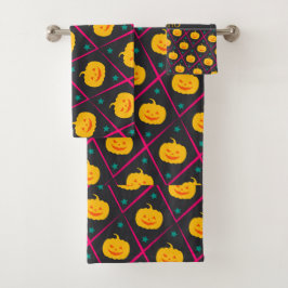 Halloween Zwart Roze Minimal Patroon Bad Handdoek