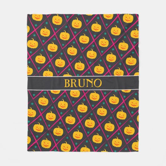 Halloween Zwart Roze Minimal Patroon Fleece Deken (Voorkant)