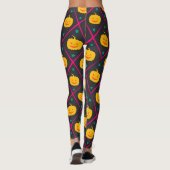 Halloween Zwart Roze Minimal Patroon Leggings (Achterkant)