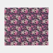 Halloween Zwart & Roze Suikerschedel Modern  Fleece Deken (Voorkant (Horizontaal))