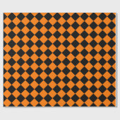 Halloween Zwart Sinaasappel controleert Verjaardag Cadeaupapier (Vlak)