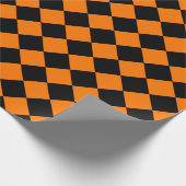 Halloween Zwart Sinaasappel controleert Verjaardag Cadeaupapier (Hoek)