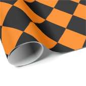 Halloween Zwart Sinaasappel controleert Verjaardag Cadeaupapier (Rol Hoek)