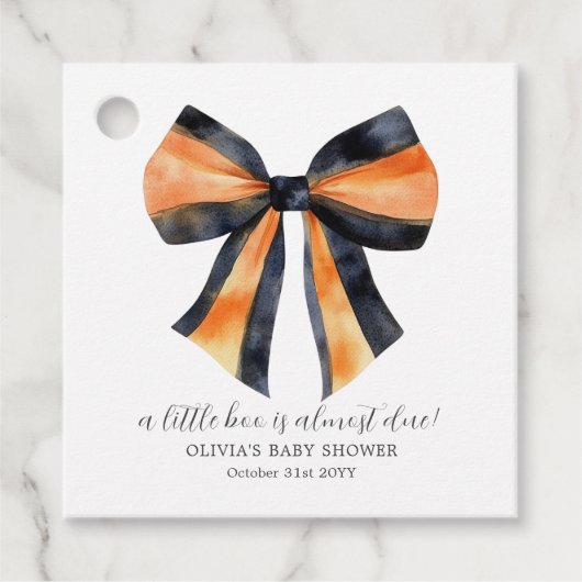 Halloween Zwart Sinaasappel Coquette Bow Baby show Bedankjes Labels (Voorkant)