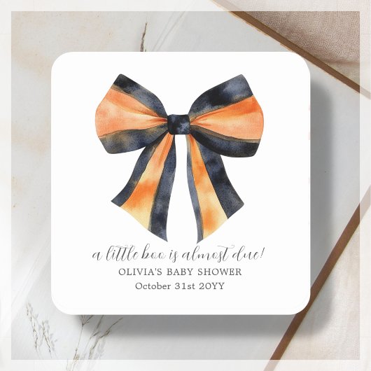 Halloween Zwart Sinaasappel Coquette Bow Baby show Vierkante Sticker