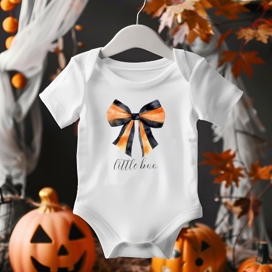 Halloween Zwart Sinaasappel Coquette Bow Little Bo Romper