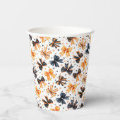 Halloween Zwart Sinaasappel Coquette Bow Papieren Bekers (Achterkant)