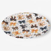 Halloween Zwart Sinaasappel Coquette Bow Papieren Bordje (Gekanteld)