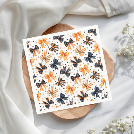 Halloween Zwart Sinaasappel Coquette Bow Servet