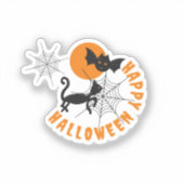 Halloween Zwart & Sinaasappel Custom-Cut Vinyl Sti Sticker (Voorkant)