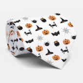 Halloween Zwart & Sinaasappel Fun Stropdas (Opgerold)