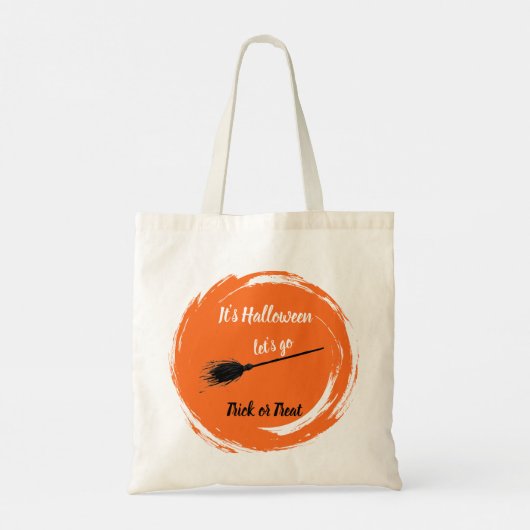 Halloween Zwart Sinaasappel JOUW NAAM Tote Bag (Achterkant)