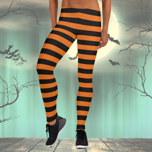 Halloween Zwart & Sinaasappel Kostuum Leggings