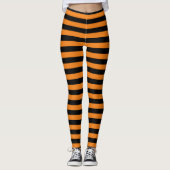 Halloween Zwart & Sinaasappel Kostuum Leggings (Voorkant)