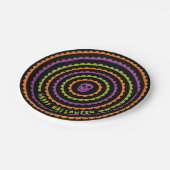 Halloween Zwart Sinaasappel Paarse en Groene Scall Papieren Bordje (Gekanteld)