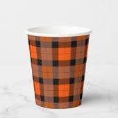 Halloween Zwart Sinaasappel Plaid Papieren Bekers (Voorkant)