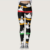 Halloween Zwart Sinaasappel Rood Groen Wit Geesten Leggings (Voorkant)