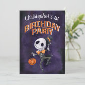 Halloween Zwart Sinaasappel Spooky Schattige 1e Ve Kaart (Staand voorkant)