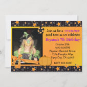 Halloween zwart sinaasappel sterren foto uitnodigi kaart (Voorkant)