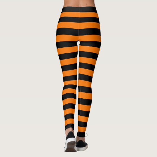 Halloween zwart Sinaasappel strepen heks kostuum f Leggings (Achterkant)