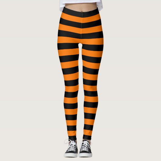 Halloween zwart Sinaasappel strepen heks kostuum f Leggings (Voorkant)
