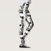 Halloween Zwart & Sinaasappel Typografie Concept D Leggings (Rechts)