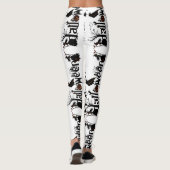 Halloween Zwart & Sinaasappel Typografie Concept D Leggings (Achterkant)