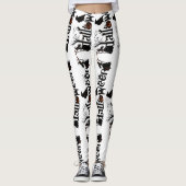 Halloween Zwart & Sinaasappel Typografie Concept D Leggings (Voorkant)
