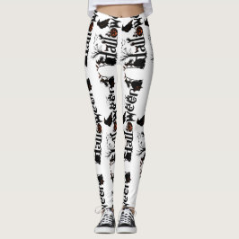 Halloween Zwart & Sinaasappel Typografie Concept D Leggings