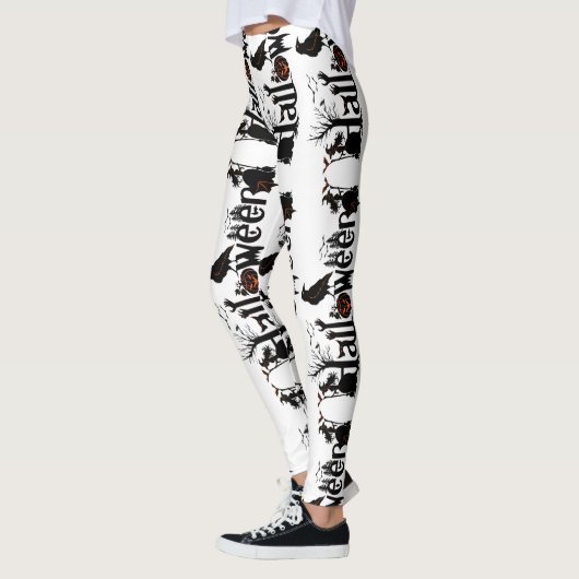 Halloween Zwart & Sinaasappel Typografie Concept D Leggings (Links)