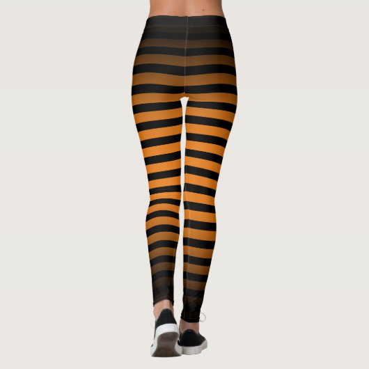Halloween Zwart sinaasappel verticale strepen ombr Leggings (Achterkant)