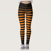 Halloween Zwart sinaasappel verticale strepen ombr Leggings (Voorkant)