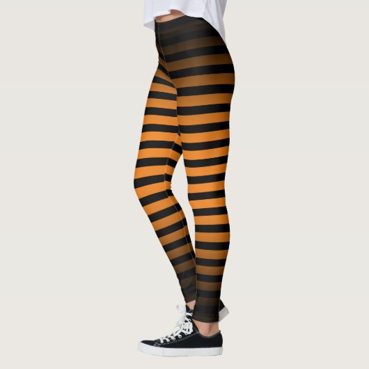 Halloween Zwart sinaasappel verticale strepen ombr Leggings (Links)
